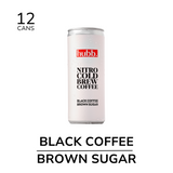 Nitro Coffee Cans - Black Coffee + Brown Cane Sugar - 12 x 250ml